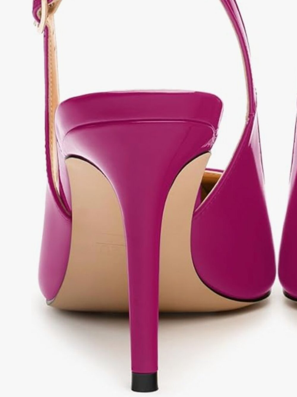 Fucshia Pink Patent Leather Slingback Heels - Picture 6 of 11
